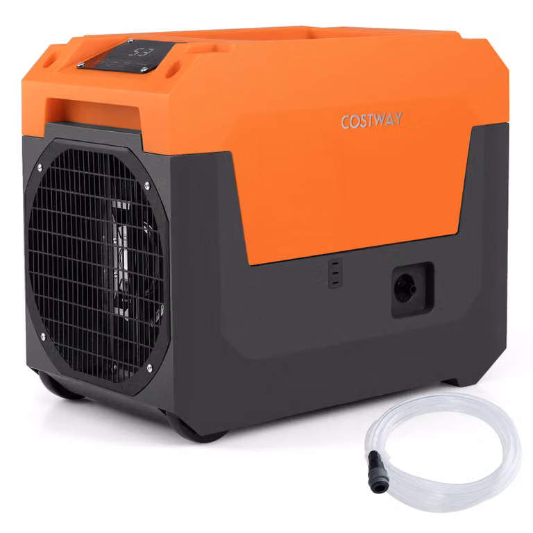 Deumidificatore commerciale Costway Arancione con display LED e timer 24h, capacità 60 L/giorno per superfici fino a 167 mq
