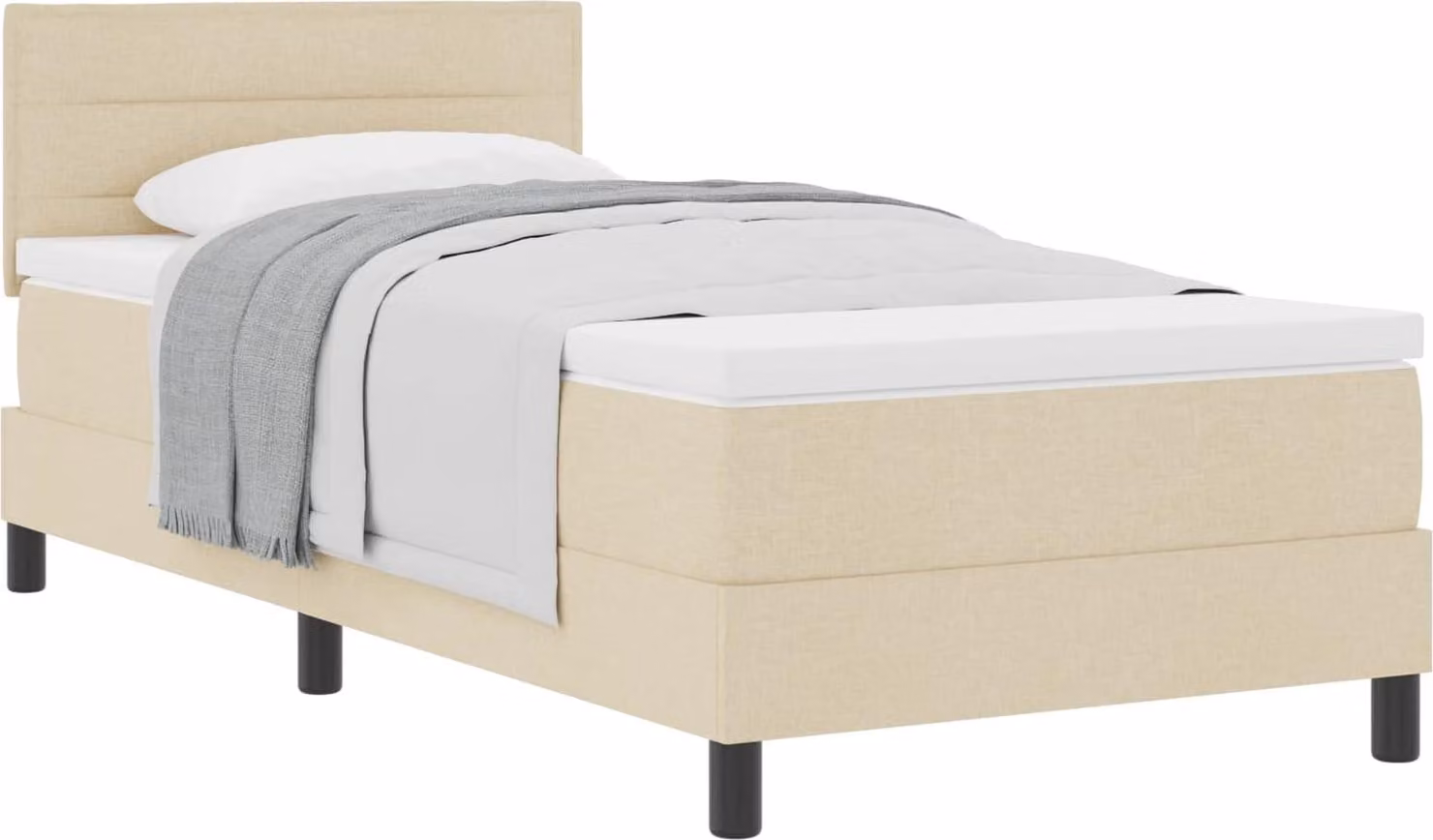 Letto a molle con testiera Crema 100 x 200 cm Tessuto
