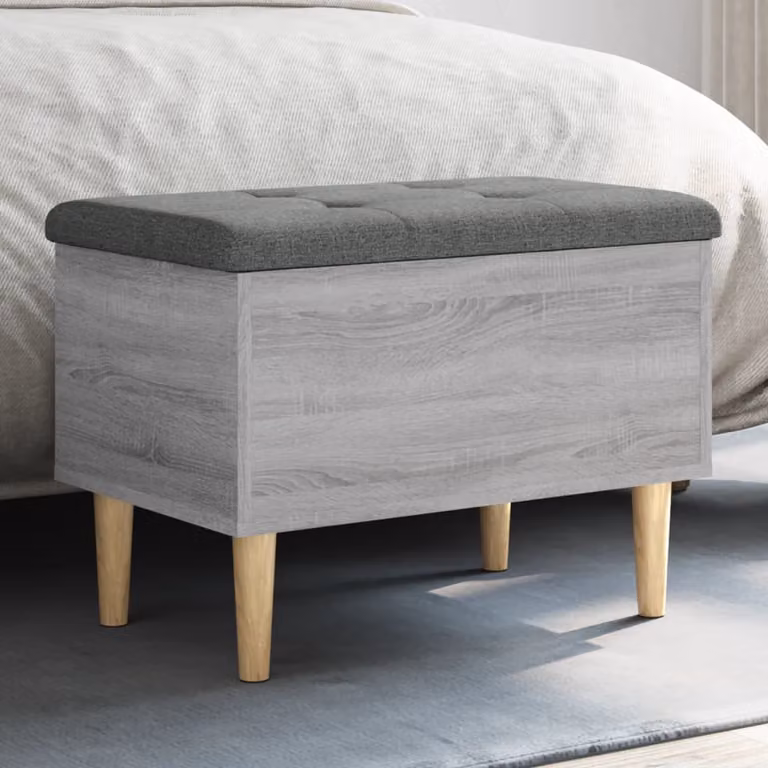 vidaXL Panca Portaoggetti Moderna Grigia in Legno e MDF per Ingresso e Soggiorno L: 62 cm, P: 42 cm, H: 46 cm