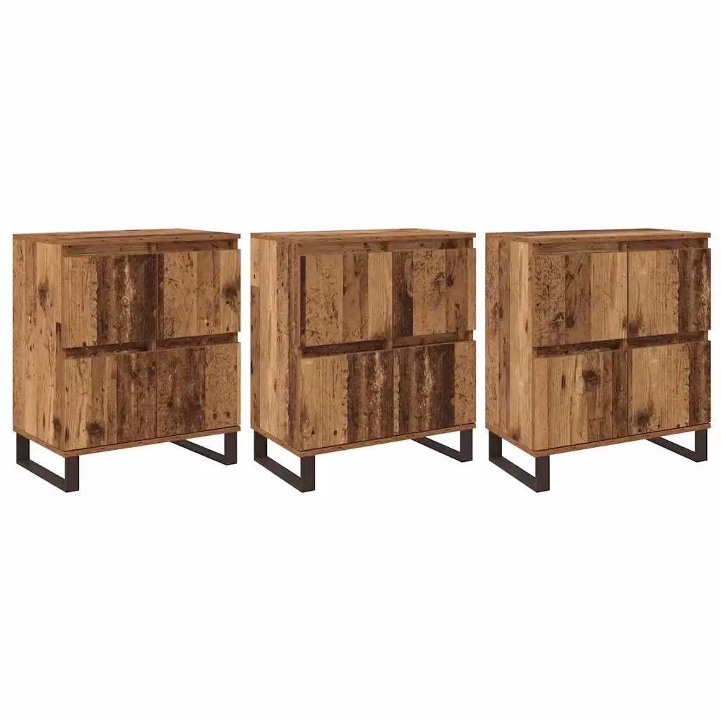 vidaXL Credenza in 3 pezzi in legno effetto vecchio marrone L: 60 cm, P: 35 cm, H: 70 cm – 2