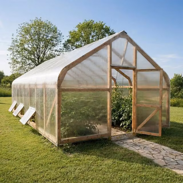 Serra da giardino Classic Wood in legno con rivestimento in policarbonato trasparente, L: 6 m, P: 4,5 m