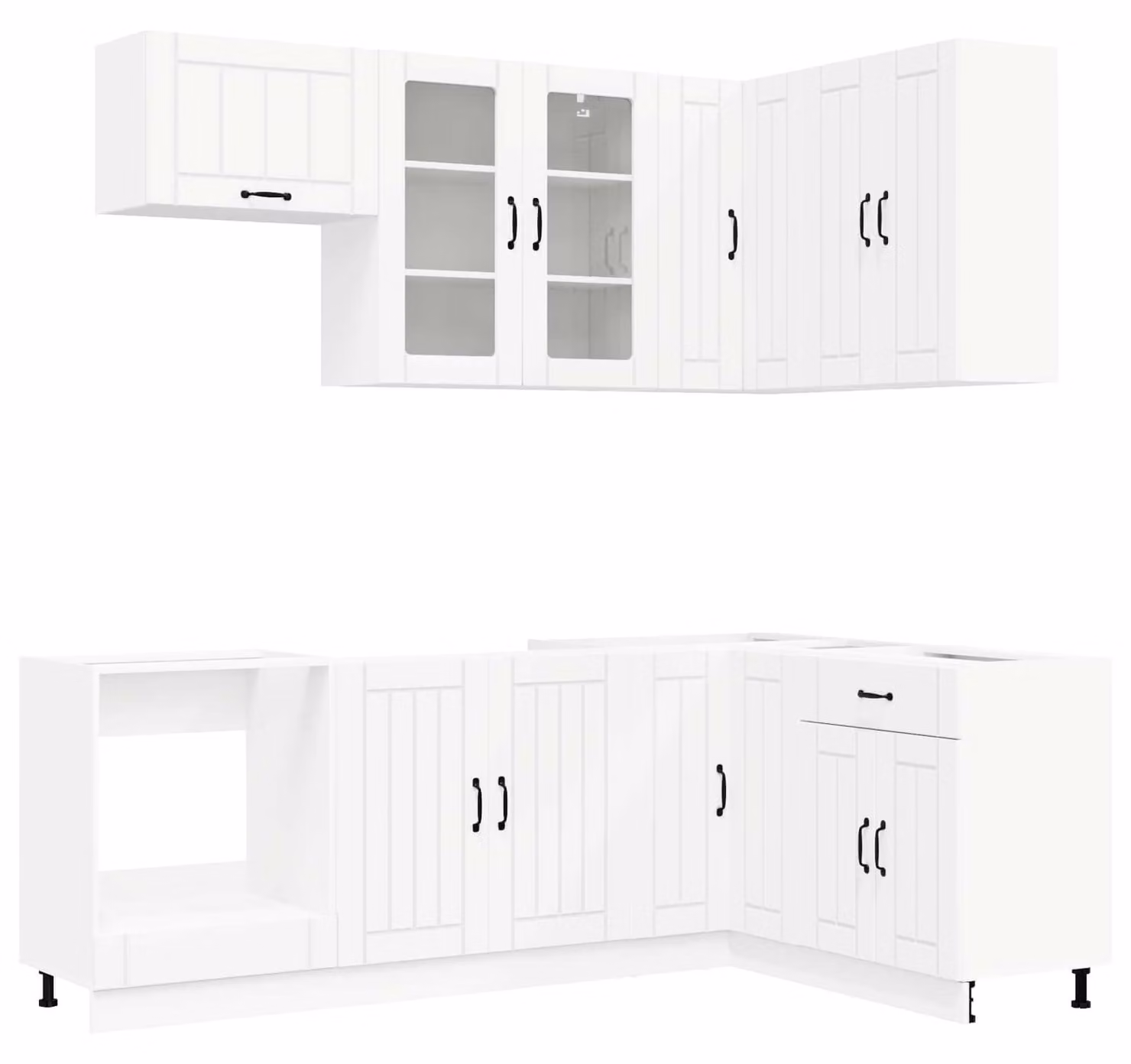 Set cucina LUCCA, 8 pezzi, bianco, realizzato in materiale composito di legno