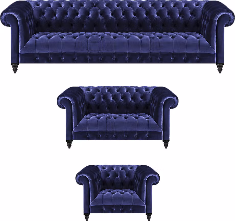 Garnitur 3tlg Sofas Set Polster Sofa Couch Chesterfield Sessel Wohnzimmer 4+2+1
