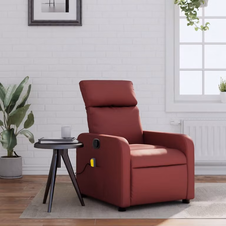 vidaXL Poltrona Relax Reclinabile Moderna in Similpelle Rossa con Braccioli