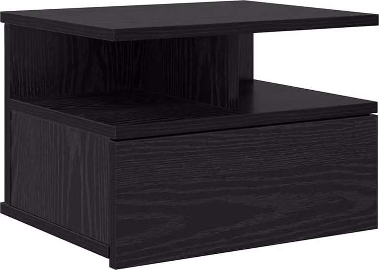 Comodino flottante con cassetto Rovere Nero 40 x 31 x 28 cm