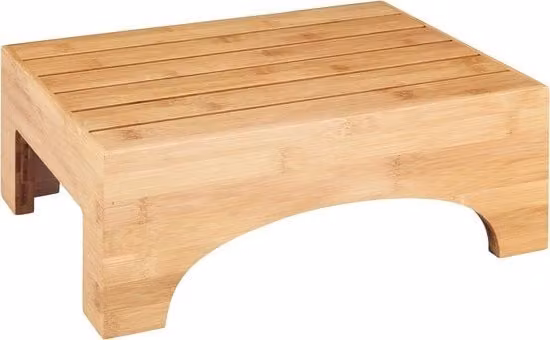 Sedia per bagno Wenko in bambù naturale, piedistallo curvilineo per accesso alla vasca o uso decorativo, L 40 cm x P 15 cm x H 30 cm