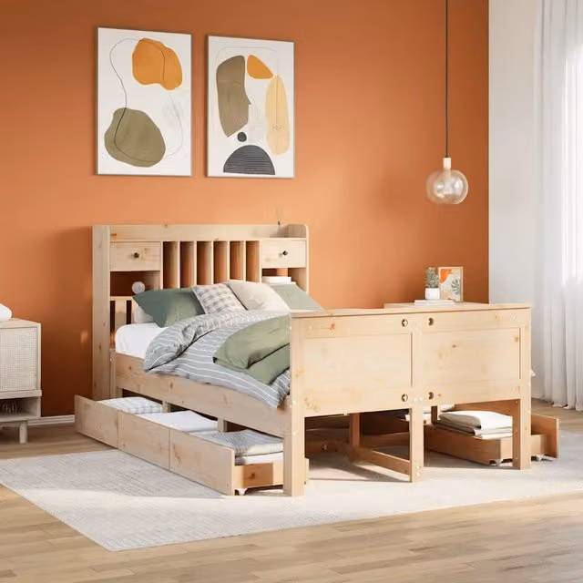 Letto Libreria senza Materasso 135x190 cm in Legno di Pino 3308936