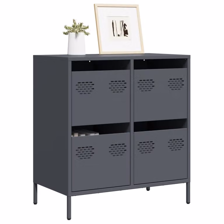 Credenza moderna vidaXL in metallo color antracite L: 68 cm, P: 39 cm, H: 73,5 cm