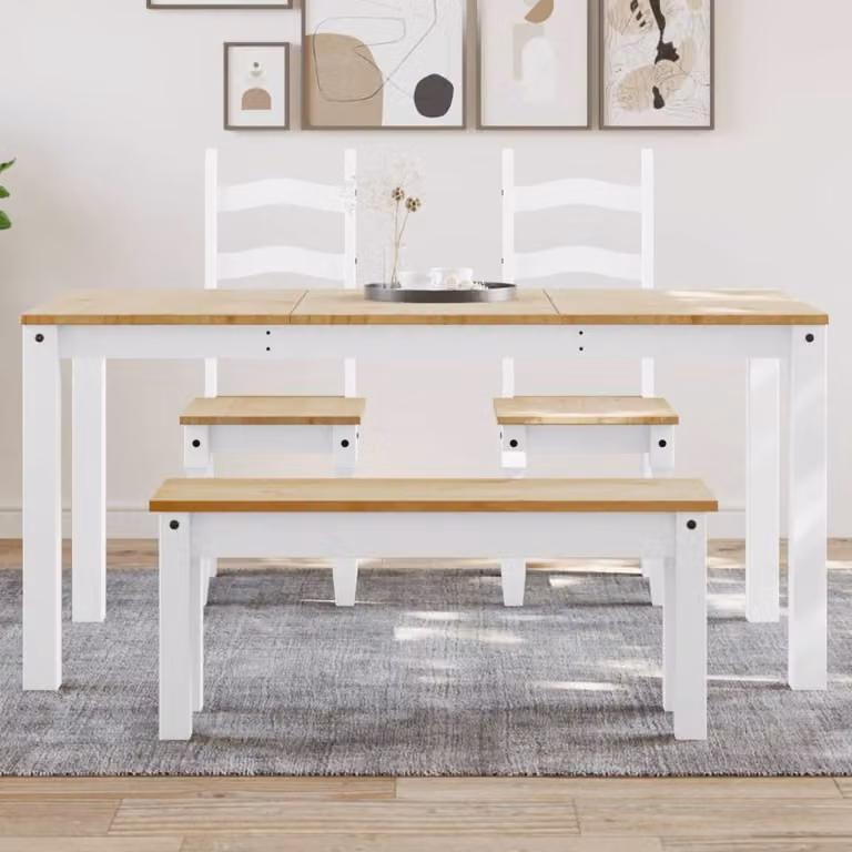 Maison Exclusive - Tavolo da pranzo PANAMA, bianco, 160x80x75 cm, in legno massello di pino