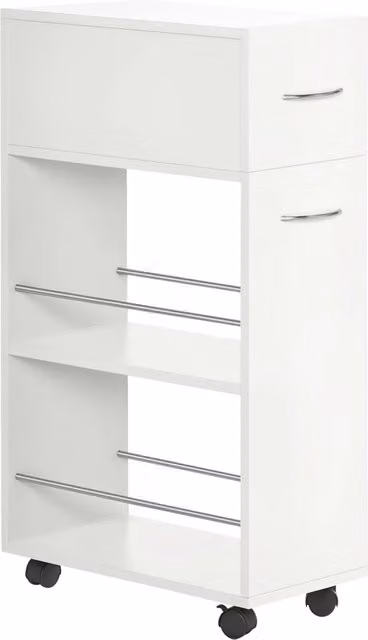 Carrello da cucina portaverdure Xylo bianco con 1 cassetto, 2 ripiani e ruote, L/P/H: 50 x 25 x 85 cm