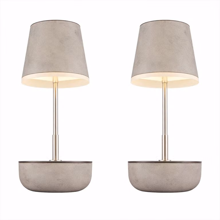 Lampada da tavolo a LED, 2 luci, a energia solare, orientabile, color sabbia, H 25 cm