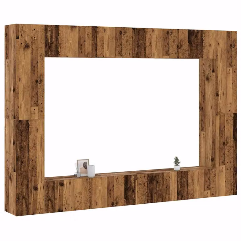 Set Mobile TV vidaXL da 8 pezzi moderno in legno e MDF color marrone per soggiorno, montaggio a parete