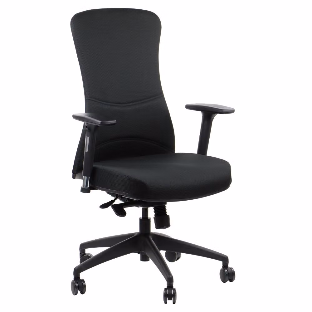 Sedia da ufficio ergonomica girevole KENTON, braccioli regolabili, sedile scorrevole (avanti-indietro), meccanismo sincrono, nero