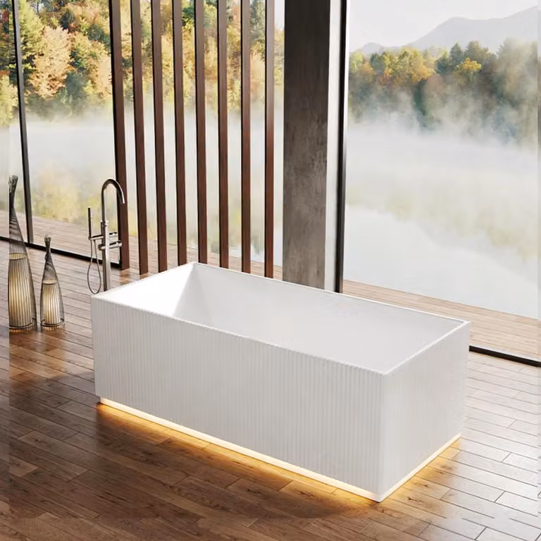 Vasca da bagno, vasca da bagno in acrilico, vasca da bagno indipendente, vasca da bagno angolare, vasca da bagno a strisce angolari, vasca da bagno a LED.150*75*58cm/TW-7685-150/