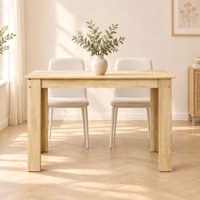 Tavolo da pranzo ULEVR 120x69x75 cm in pannello truciolare effetto rovere, con traverse di rinforzo