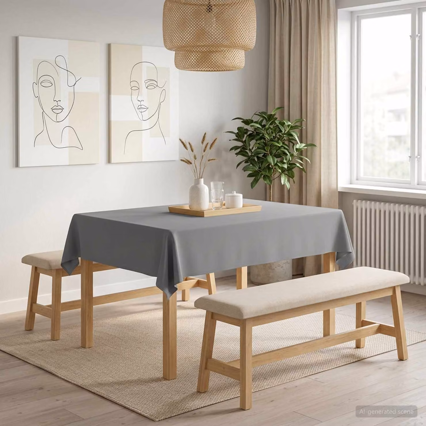 Tovaglia da tavolo vidaXL Grigia in poliestere idrorepellente e antimacchia L: 140 cm x P: 160 cm