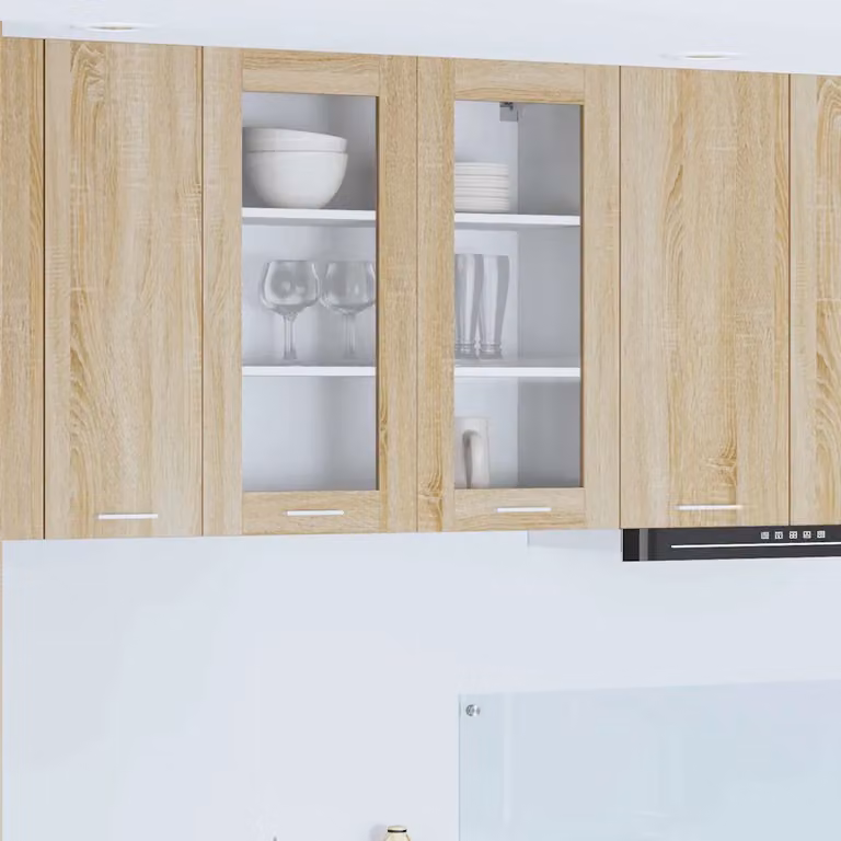 Armadio pensile da cucina vidaXL in legno marrone con ante a battente e ripiani interni L 80 x P 31 x H 80 cm