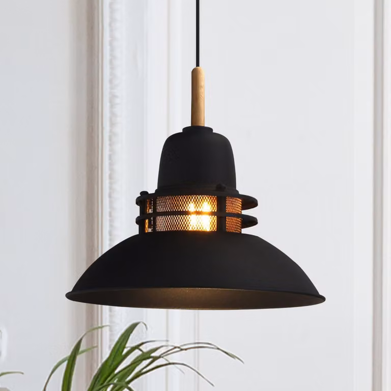 Lanterna a sospensione Ø34 cm legno-metallo E27 Moderna Senza lampadina