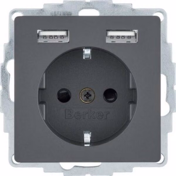 Berker SSD CON 2X USB 2,4 A ANTH VELLUTO (48036086 Q.X)