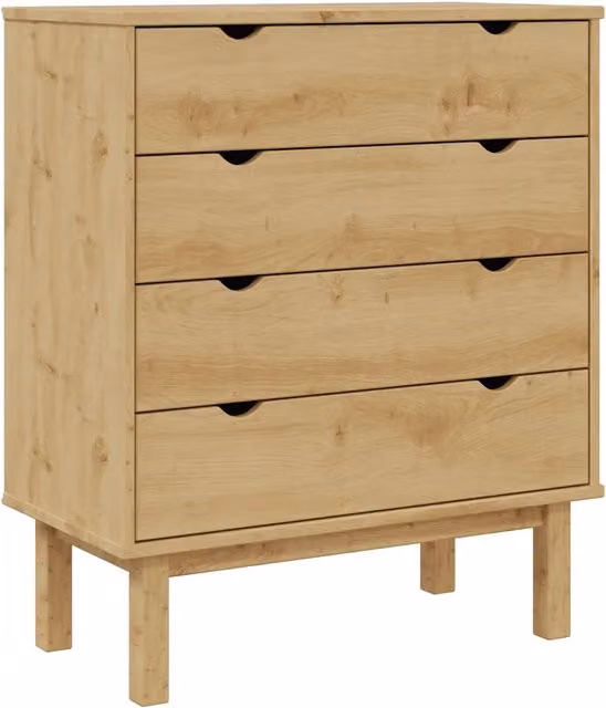 Cassettiera OTTA in legno massello di pino stile scandinavo L: 76,5 cm, P: 39,5 cm, H: 90 cm