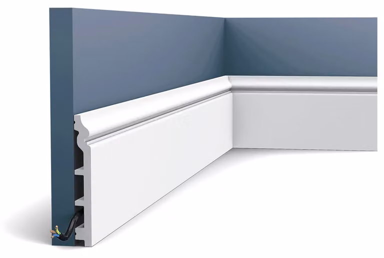 Orac Decor Sx118 Luxxus Robusto battiscopa Battiscopa Modanatura per stucco Modanatura per protezione cavi Battiscopa antiurto | 2 metri