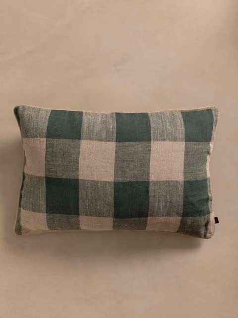 Cuscino rettangolare Calm verde e beige in lino Kenay Home L/P/H: 40 x 40 x 40 cm
