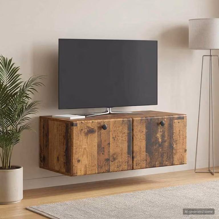 vidaXL Mobile Porta TV da Muro Moderno in Legno Marrone, L 78,5 cm x P 41 cm x H 30 cm