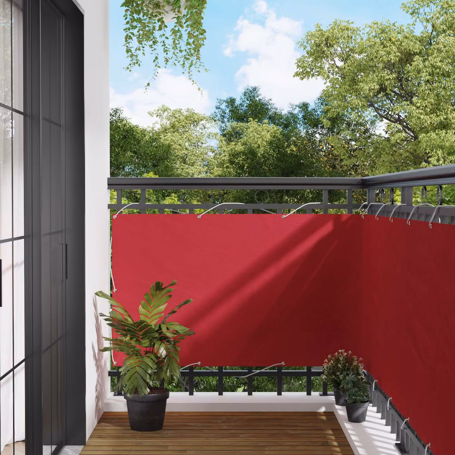 Schermo da balcone rettangolare vidaXL in tessuto Oxford rosso L: 500 cm, H: 100 cm