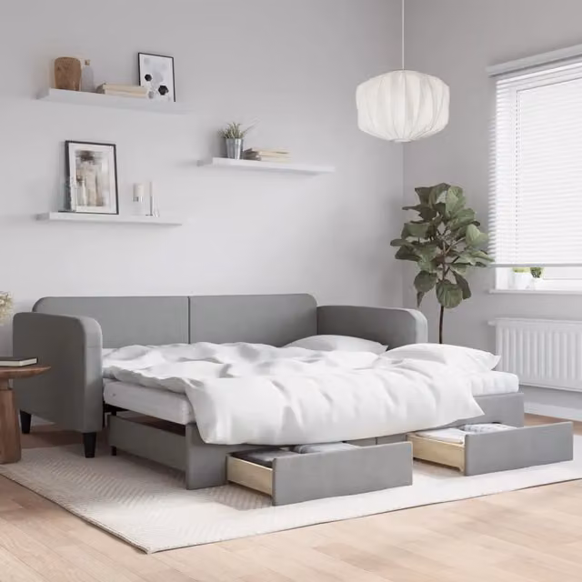 Divano Letto Moderno vidaXL Grigio con Struttura Imbottita per Soggiorno e Camera da Letto