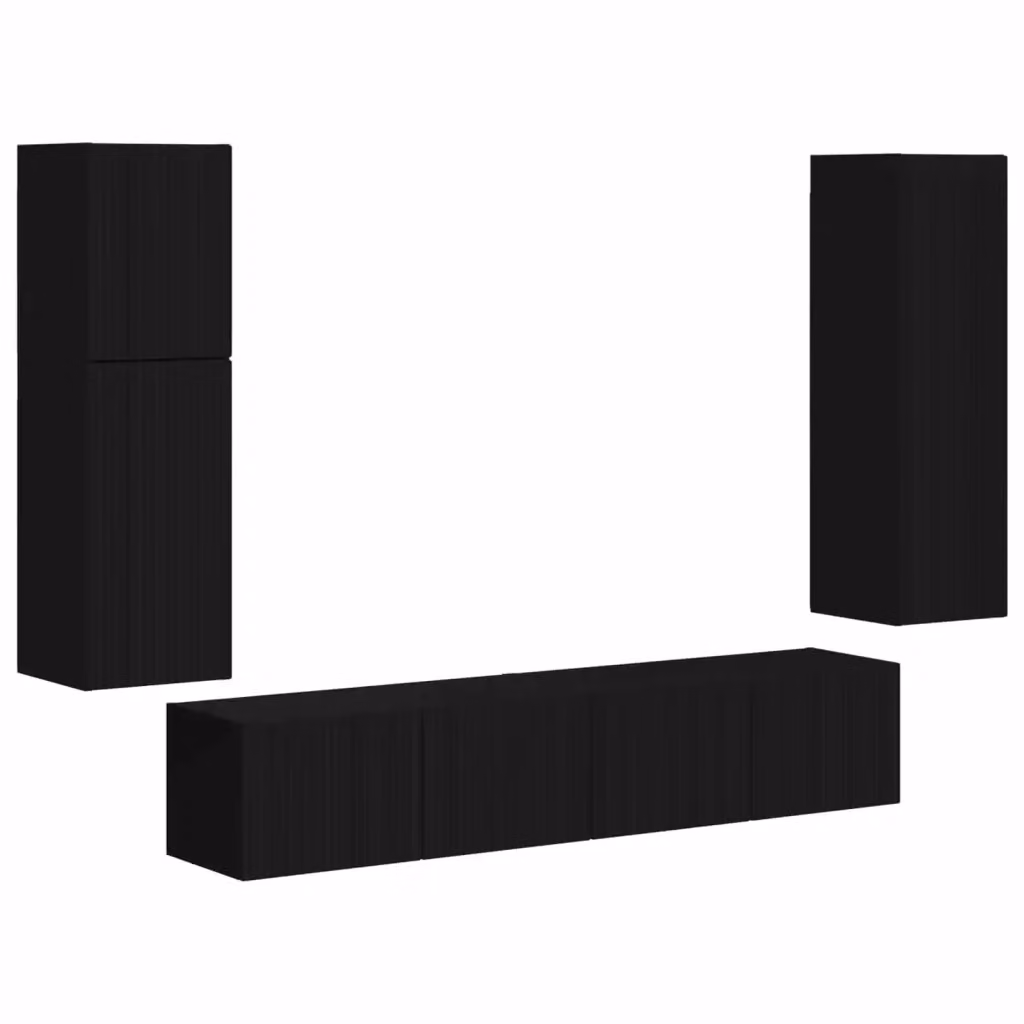 Set mobile TV da parete vidaXL in 4 pezzi Nero opaco in legno MDF per soggiorno – 2