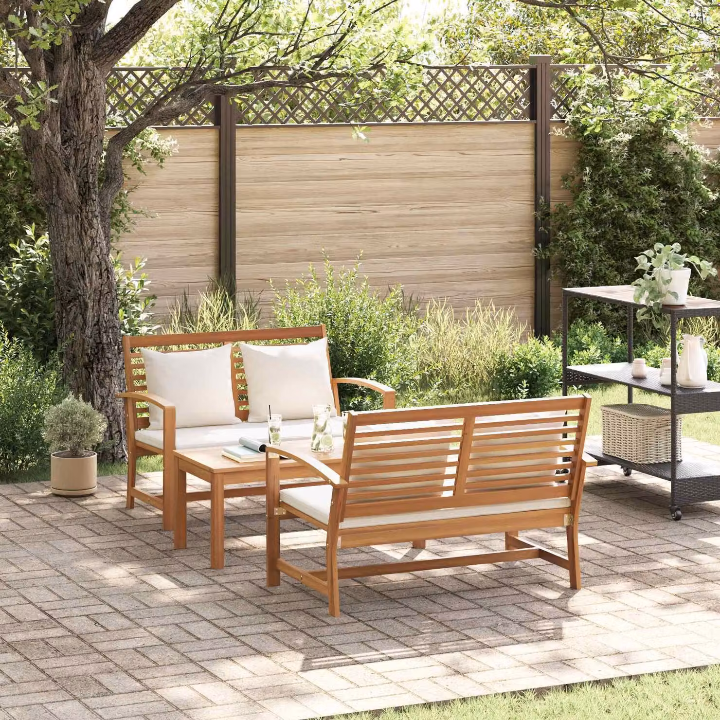 Maison Exclusive - Set da giardino composto da 3 pezzi, realizzato in legno di teak massello naturale
