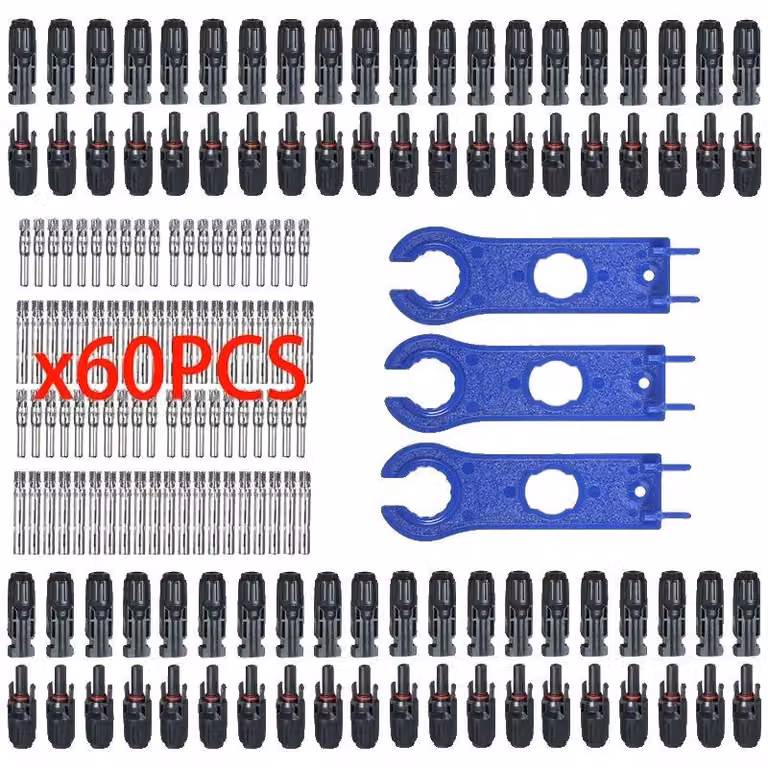 Connettori fotovoltaici, grado di protezione IP67 (resistenti all'acqua), installazione semplice, confezione da 60 pezzi (30 coppie), tipo MC4-A, set A