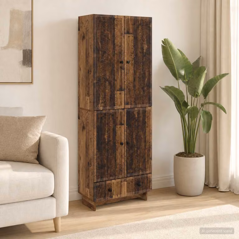 Set di 2 armadi vidaXL in legno marrone stile rustico con ante a battente e ripiani interni