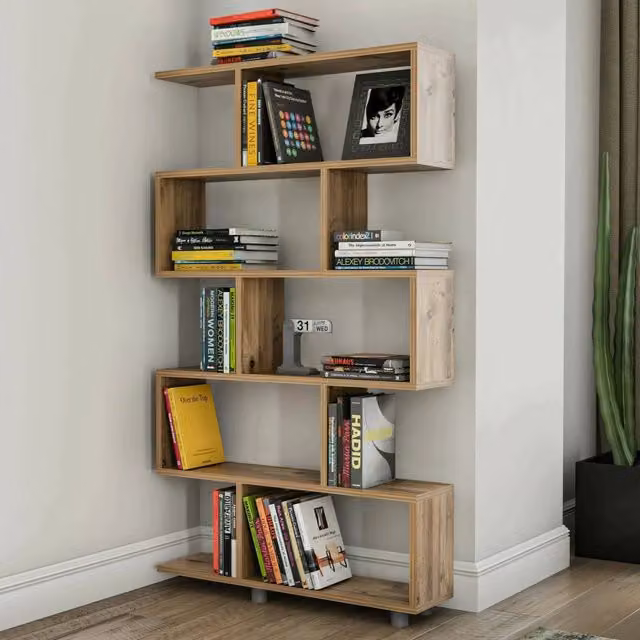 Libreria Severa DMORA in legno color quercia per ufficio e soggiorno L: 90 cm, P: 20 cm, H: 156 cm – 1