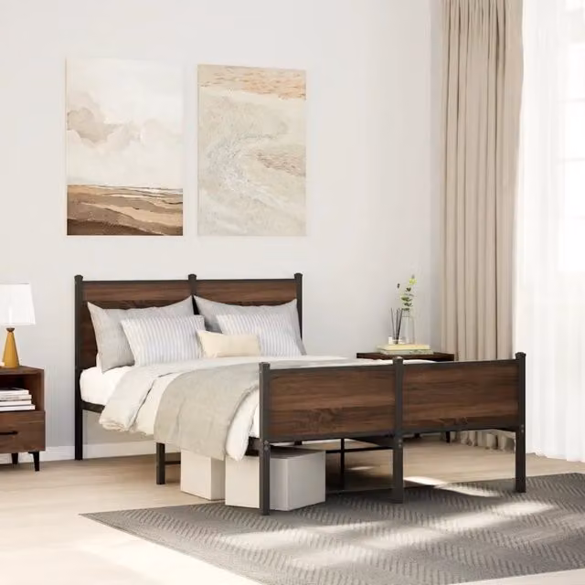 Struttura Letto in Metallo Design Mania Colore Marrone Rovere L/P/H: 120 x 200 x 91.5 cm – 1