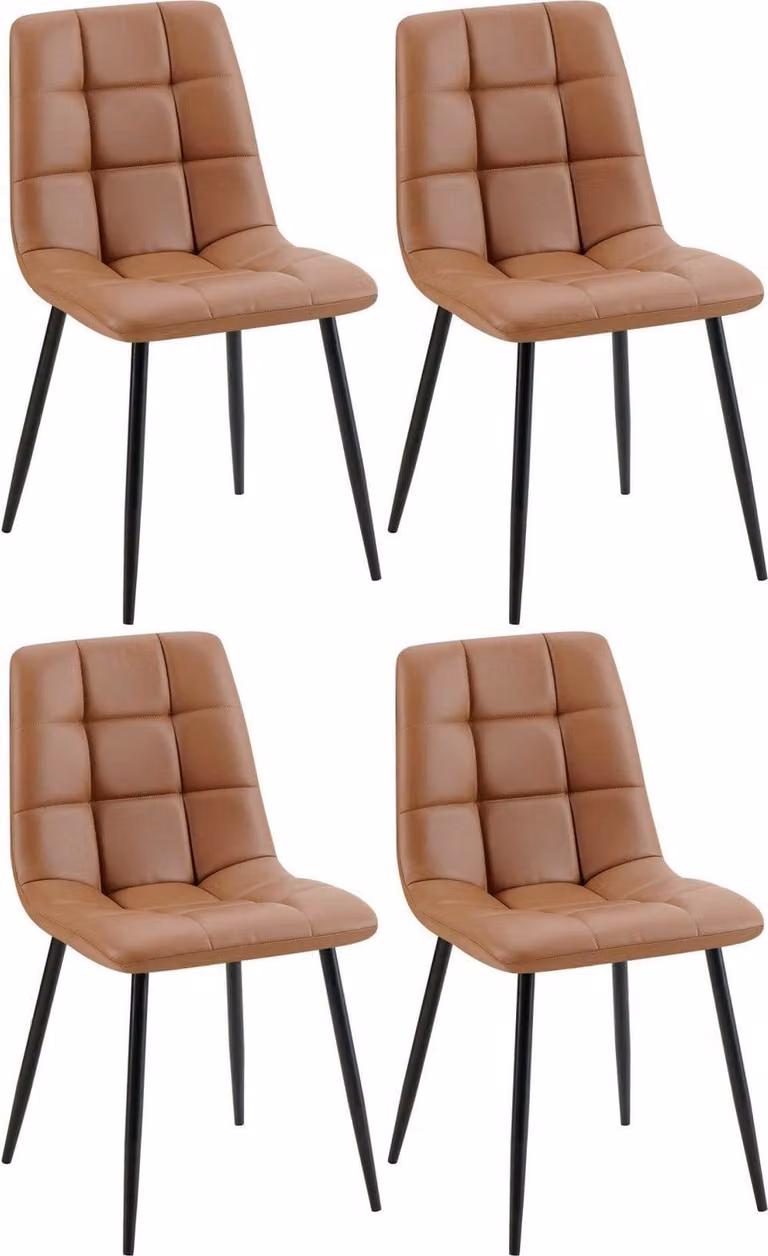 set di 4 sedie da pranzo - Pelle finta - Design di facile manutenzione | Colore: marrone scuro