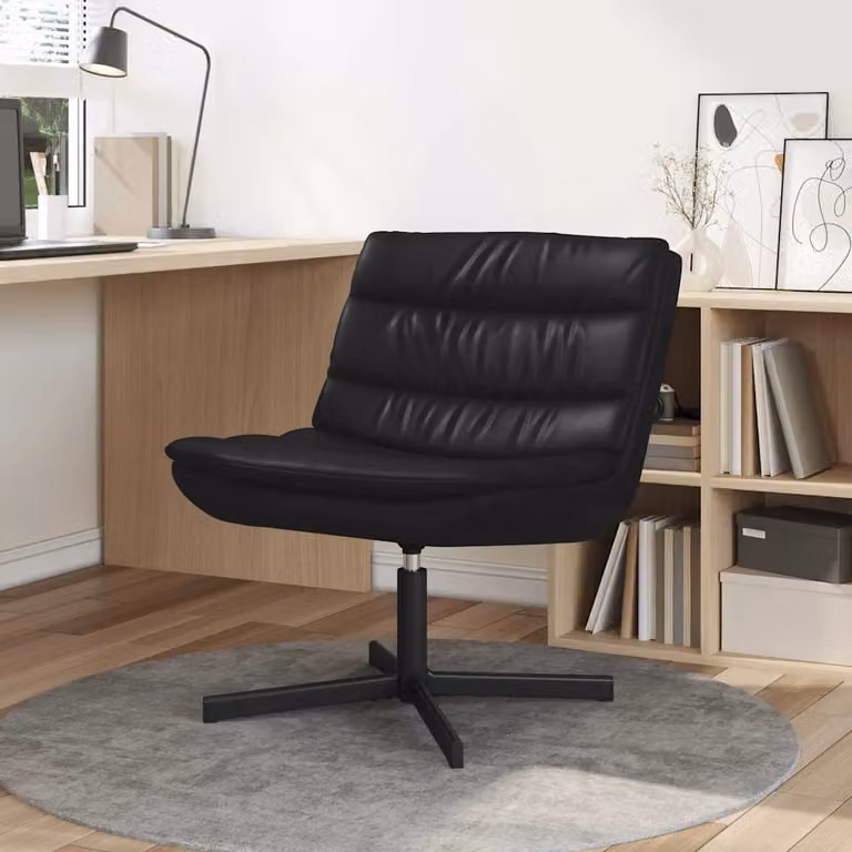 Sedia girevole vidaXL in similpelle nera per soggiorno L/P/H: 63 x 75 x 76 cm