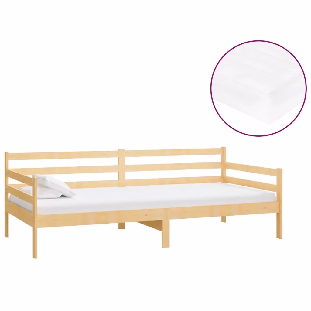Divano Letto con Materasso in Legno Massello di Pino Bianco vidaXL L/P/H: 204 x 90 x 70 cm – 2