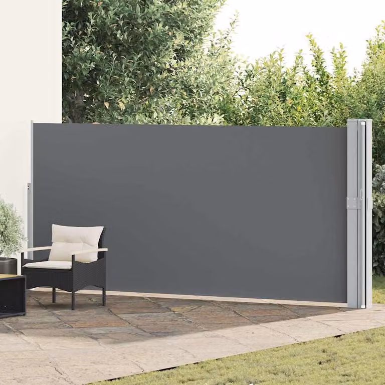 vidaXL Tenda Laterale Retrattile per Patio in Poliestere e Acciaio, Colore Antracite, L: 1200 cm, H: 170 cm
