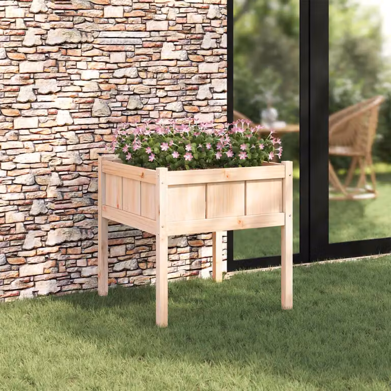 Vaso da giardino vidaXL Natura in legno di pino marrone L/P/H: 70 x 70 x 70 cm