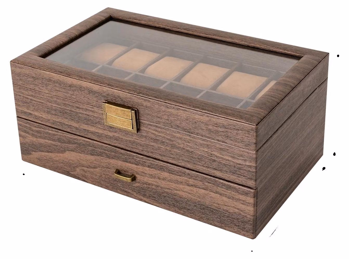 Scatola portaorologi, organizer con 24 scomparti, design elegante, colore marrone, capacità per 24 orologi