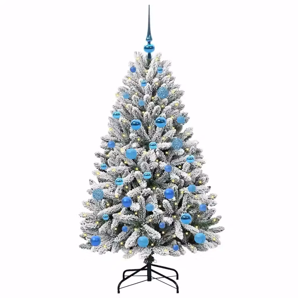 Albero di Natale artificiale moderno vidaXL con 150 LED bianco caldo, colore verde e bianco, Altezza: 150 cm – 2