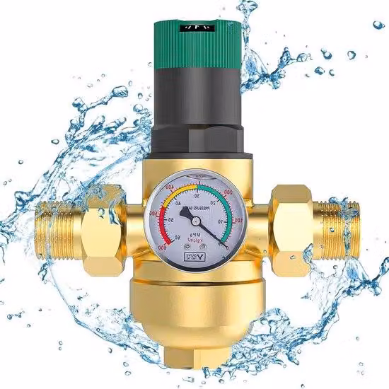 Regolatore di pressione dell'acqua in ottone con manometro e filtro - Regolazione della pressione dell'acqua, regolatore di pressione dell'acqua da 3/4 di pollice