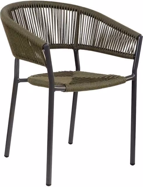 Sedia in rattan sintetico verde WANDERLUST DECO con braccioli L: 56 cm, P: 61 cm, H: 78 cm