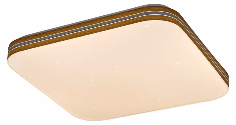 Rabalux Plafoniera LED bianca Oscar2 Star con decoro in legno quadrata 330x330mm 18W 71178