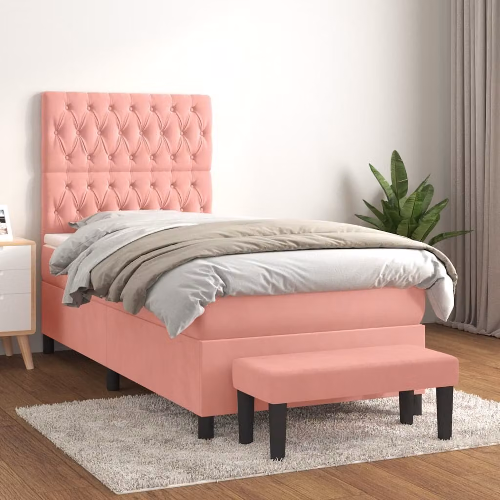 Maison Exclusive - Giroletto a Molle con Materasso Rosa 80x200 cm in Velluto