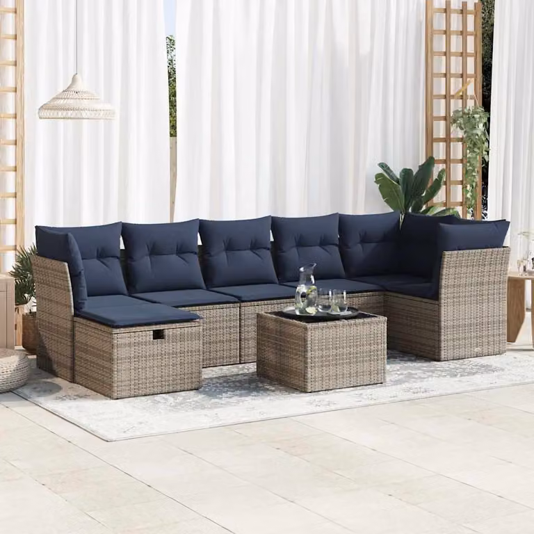Maison Exclusive - Set Divano da Giardino 8 pz con Cuscini Grigio in Polyrattan
