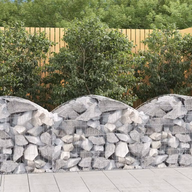 Cesto Gabbione ad Arco vidaXL in Acciaio Zincato Grigio L: 100 cm, P: 50 cm, H: 60/80 cm