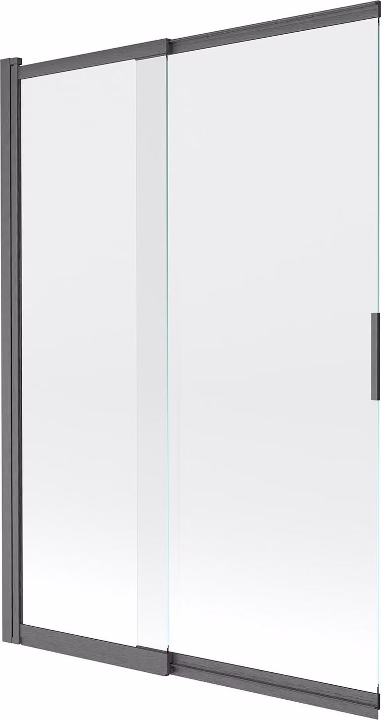 Mexen Fox paravento per vasca da bagno scorrevole a 2 ante 120 x 150 cm, trasparente, grigio canna di fucile spazzolato