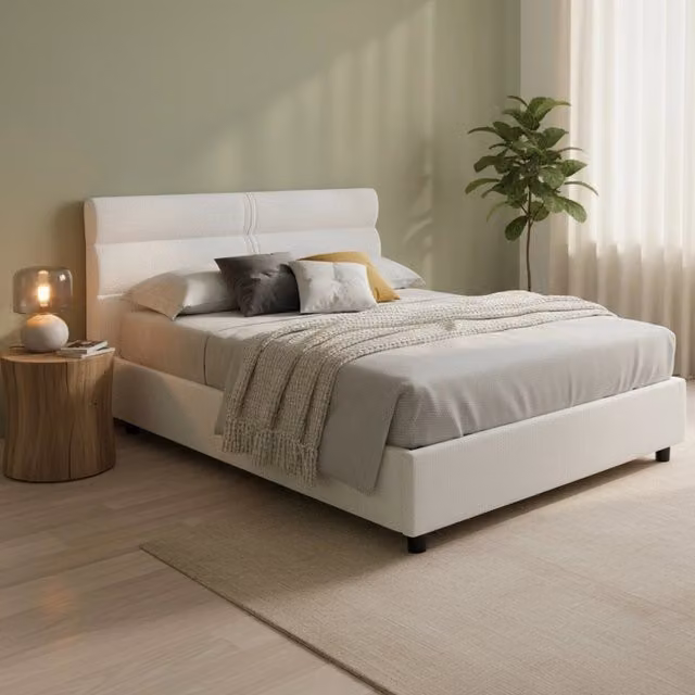 Letto Matrimoniale Briatico DMORA Bianco con Materasso Incluso L/P: 160 x 200 cm – 1